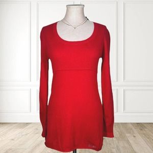 NEW $160 BCBGMAXAZRIA Wool Blend Red Dress Rhinestones Sheath Long Sleeve Medium